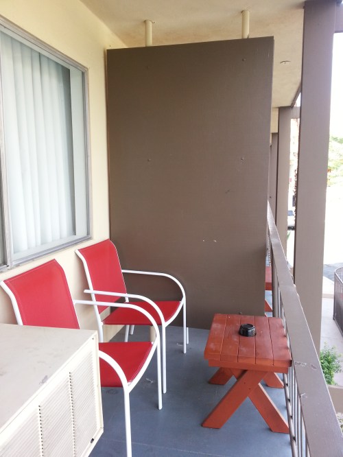 Balcony at the Curve hotel, Palm Springs